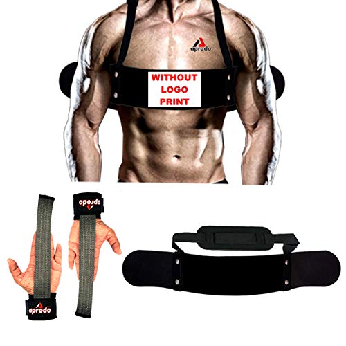 Image of Aprodo Gym Fitness Combo (Arm Blaster with Grey Weight Lifting Strap) (Without Logo Print & Grey WLS)