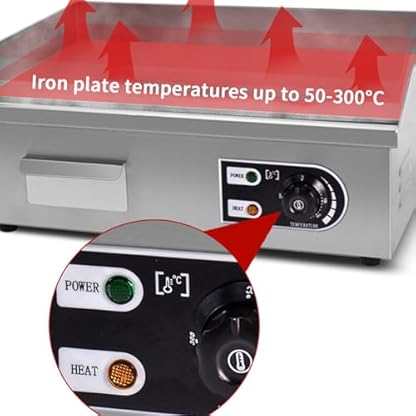 Elektrischer Tischgrill,Elektrogrill, antihaftbeschichtete und abnehmbare Duo-Platten Teppanyaki-Grillplatte 5 Grillstufen, mit Wind-/ Spritzschutz & Auffangschale für Barbecue Cooking – Bild 6