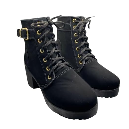 Bota Coturno Tratorada Feminina Blogueira Salto Tendência Preto (Nobuk Preto, BR, Adulto, Numérico, 37)