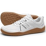 AIRHAS Men's Anatomical Toe Box Barefoot Shoes Zero Drop Breathable Gym Shoes for Men Minimalist Casual Shoes(White/Gum, 11.0W)