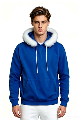 Emisorn Adult Blue Hoodie Mens Coat Sweatshirt Halloween Outfits Plush Coat