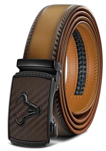 Image of BULLIANT Ratchet Trimmable Leather Belt for Men Adjustable 1 3 /8-Gift Boxed | Smooth Sliding | Micro Adjustable Fit | Tailored Size | Holeless Understated Elegance