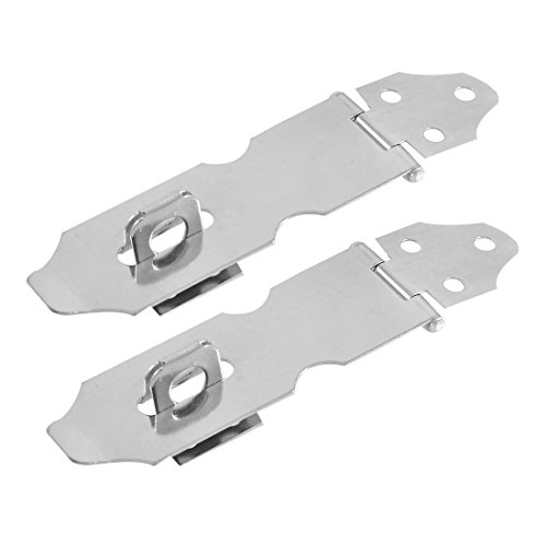 Image of Sourcingmap 2 Set 3 inch Silver Tone Stainless Steel Door Hasp + Staples for Drawers