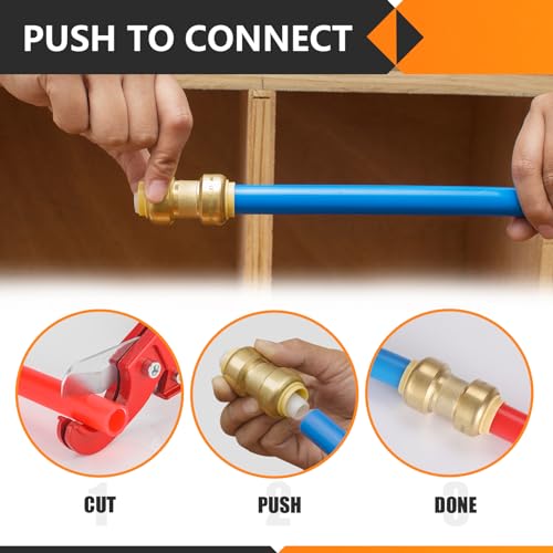 Hesun 2-Pack Pushfit Female Adapter, 3/4 Inch Fnpt X 3/4 Inch Push To Connect Plumbing Fittings With Disconnect Clip, Brass Push-Fit Fittings For Pex, Copper, Cpvc, Pe-Rt Pipes thumb #4