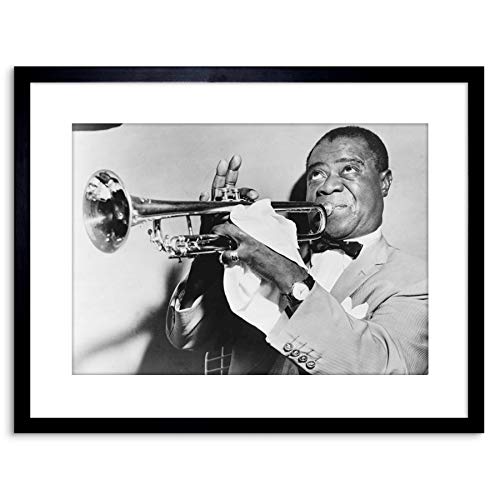 9X7 '' Photo Music Jazz Louis Armstrong Playing Trumpet Framed Art Print F97X825 #TOP12