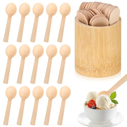 100 PCS Disposable Wooden Tasting Spoons Set