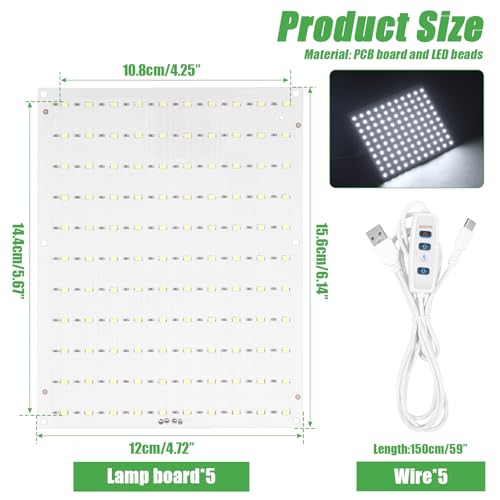 5 Stück Lithophane LED Backlight Board Kit Compatible für CMYK-Drucke mit USB-C-Anschluss, für 3D-Drucker A1/A1/P1P/P1S/X1C/X1E AMS 3D Drucker Fotografische Reliefkunst