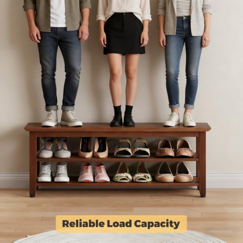 Furshus Wood Shoe Bench for Entryway,Bench with Shoe Rack,Storage Shoe Organizer for Hallway,Living Room,Bedroom (Brown, 39.37''W×11.81‘’D×17.71‘’H) by Furshus - Used condition - Image 8