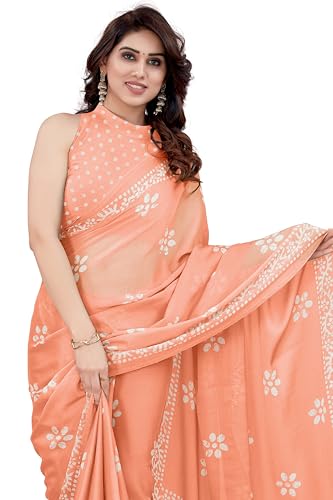 Image of MIRCHI FASHION Saree for Woman Chiffon Batik Printed | Lightweight Daily Wear Women's Office Sari with Blouse Piece (Available in 40 Colours)