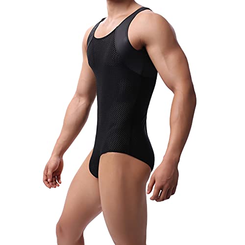 QiaTi Mens Bodysuit Sexy Athletic Supporters Jumpsuit Sport Singlet Leotard Underwear Wrestling Bodysuit4