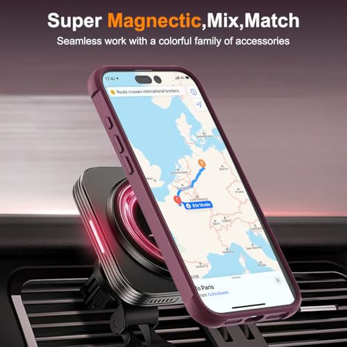 Image of Compatible with iPhone 16 Pro Max Case with Stand 6.9 inch,Wine Red | Matte Translucent Phone Case for iPhone 16 Pro Max,360 Magnetic Ring Stand,Compatible Mag-Safe,Military Grade Protection