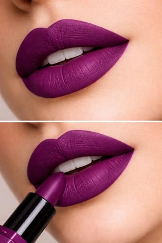 Image of Grace Heaven Matte Lipstick, Long Lasting, Smudge-Proof, Lightweight Formula, Bullet Lipstick (Purple)