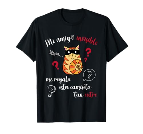 Amigo invisível presente engraçado para homem mulher t-shirt de manga curta, preta., Preto