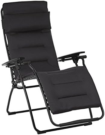 Lafuma Futura Air Comfort Zero Gravity Recliner (Acier Black) Padded Folding Outdoor Reclining Chair