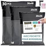 EMBALLAX - 30 Pochettes d’Envoie Colis Vinted avec Pochette pour Bordereau - Taille S/M/...