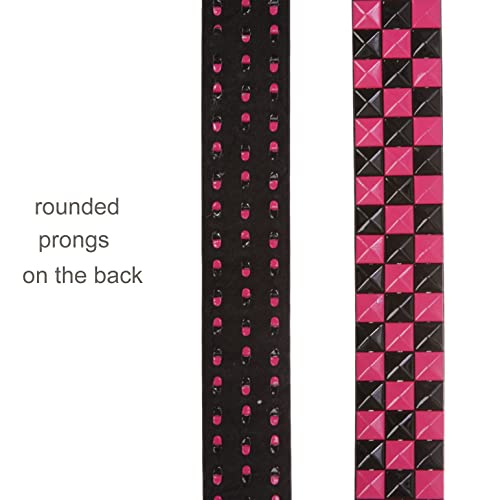 Snap On 1 1/2" Fuchsia & Black Checkerboard Punk Rock Studded Belt4