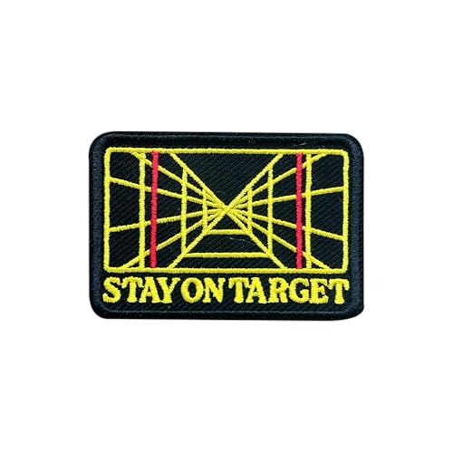 MOKOBOIZ Stay on Target 3 Inches Hook and Loop Embroidered Applique Patches Targeting System Embroidery Patch DIY Accessories for Backpacks Army Vests Dog Harness Clothes Positive Gifts for Him Her