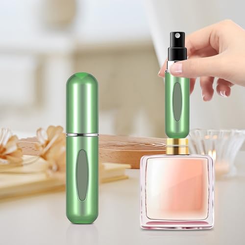 Mini frasco atomizador de perfume portátil, spray recarregável de 5 ml, estojo para bomba de perfume, atomizador de viagem (verde, 4,8 g)