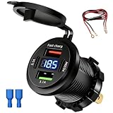 12V Prise de Chargeur Voiture,Etanche pour Moto,66W USB avec LED...