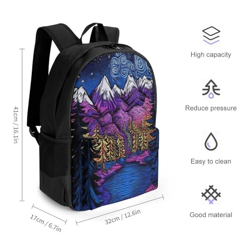 Backpack with Zippered Side Pockets, Unisex Trippy Starry Sky Night Art Breathable Backpack for Hiking, Gym, Fashion Adjustable Shoulder Bag2