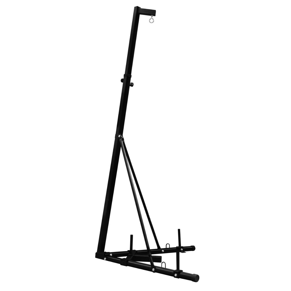 Składany stojak na worek bokserski, 68 kg, 68 kg, wolnostojąca, wisząca rama, regulowana wysokość 182 cm - 230 cm, boks, sprzęt do sztuk walki, stabilna trójkątna podstawa, wytrzymały stalowy uchwyt