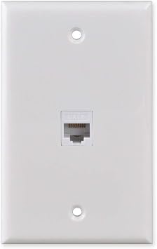 لوحة الحائط إيثرنت ، HTTX White 1 - لوحة الحائط CAT6 المنفذ مع F / F RJ45 القابل للإزالة لكمة إدراج جاك كيستون [2 -حزمة]