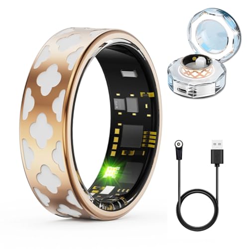 2025 Stylish Health Rings for Women, Fitness Tracker with Heart Rate Calories Sleep Step Tracker, IP68 Water Proof Wearable Smart Ring APP Control & Charging Case (11)