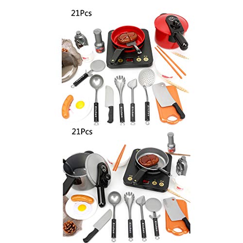 Preisvergleich Produktbild Hletgo 21 Teile / Satz Küchenutensilien Kochtöpfe Pfannen Lebensmittel Gerichte Elektroherde Kochgeschirr Werkzeug für Kleinkind Mädchen Kinder Spielhaus Spielzeug