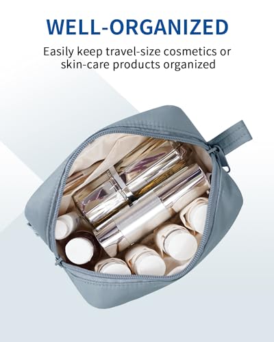 Image of Narwey Small Makeup Bag for Purse Travel Makeup Pouch Mini Cosmetic Bag Zipper Pouch for Women (Greyish Blue, Small)