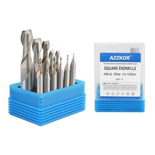 Image of EndMills 2 Flutes HSS-AL CNC Router Bit Cutting Tool Set 1.0-12mm for Steel Wood Aluminum Milling Cutter