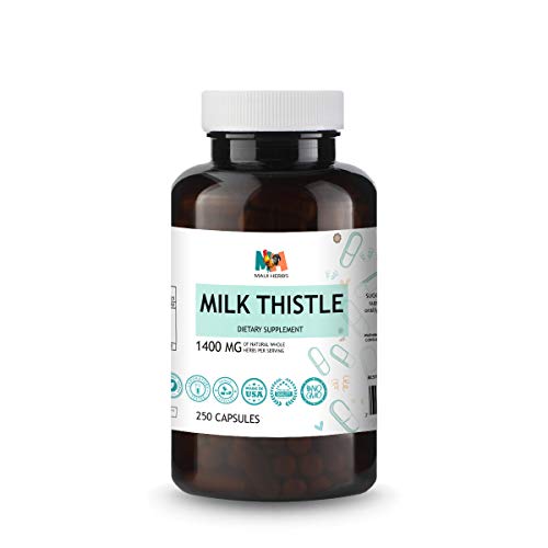Milk Thistle 250 Vegan Capsules, 1400MG, Organic Milk Thistle Seed (Silybum marianum)