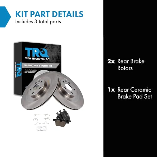 Image of TRQ Rear Brake Pad and Rotor Set Ceramic Compatible with 2016-2019 Volvo XC90