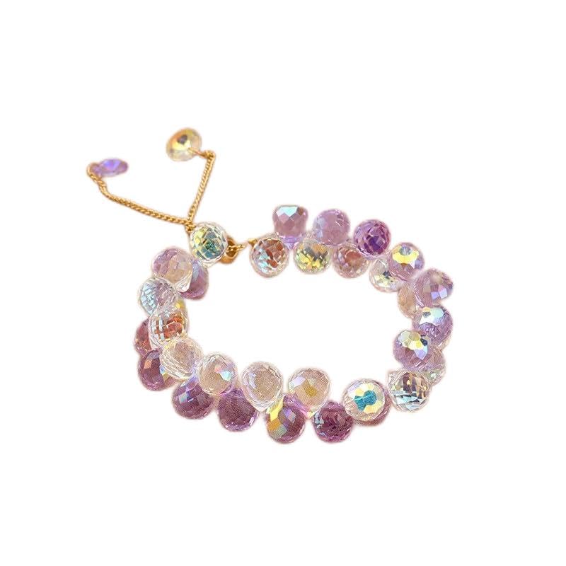 Fariora Austrian Crystal Bracelets For Women, Stretchable Adjustable Bracelet, Premium Lavender Crystal Bracelet For Woman, Gift For Girl Friends, Female Friends (Purple)