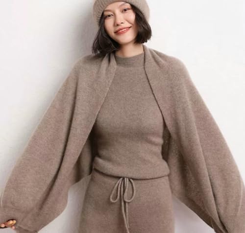 Women's Lightweight Cashmere Cardigan Open Front Shawl Wrap Winter Warm Poncho Cape with Sleeves Soft Pashmina Scarf3