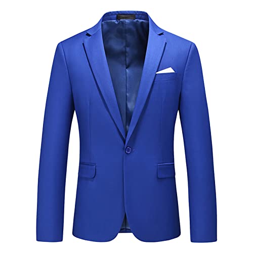 Men's Slim Fit Double Breasted Jacket Slim Fit Business Daily Prom Blazer Peak Lapel Groom Wedding Party Suit Coat (Blue 2,4X-Large)