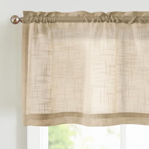 Vangao Voile Scheibengardinen Modern Küche Vorhänge Beige Leinenoptik...