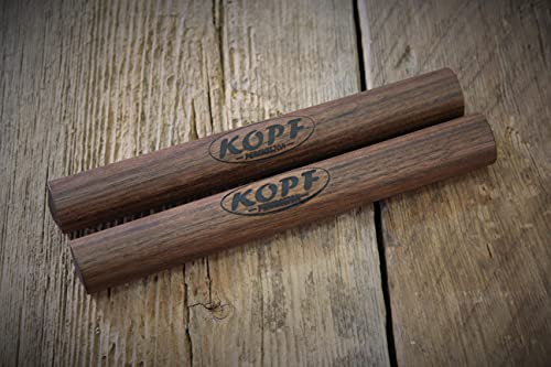 Professional Walnut Wood Claves Musical Instrument | Set Of 2 Claves, Size 8" X 1" | Smooth Finish | Solid Hardwood Percussion Instrument Create Warm Musical Tone | Handmade In Usa By Kopf Percussion #TOP6