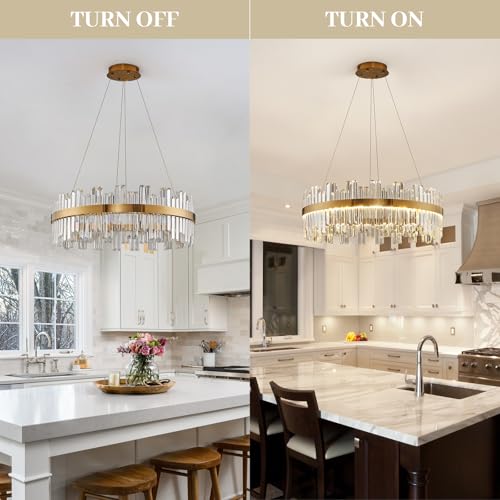 23.6" LED Gold Crystal Chandeliers,Modern Round living room Chandelier by ALIYIQI - Used condition - Image 6