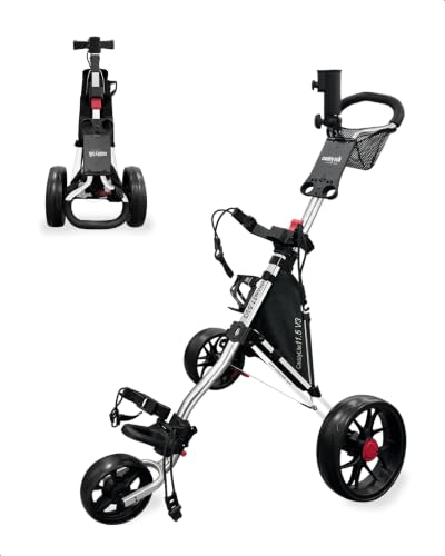 Caddytek Version Caddylite 11.5 V3 3 Wheel Golf Push Cart - Superlite Deluxe, Lightweight, Easy To Fold Caddy Cart Pushcart, Silver