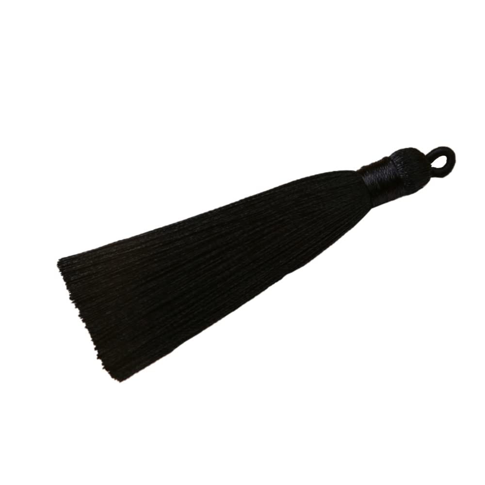 Colgantes con borlas de 8 cm negros para llavero y joyería artesanal DIY