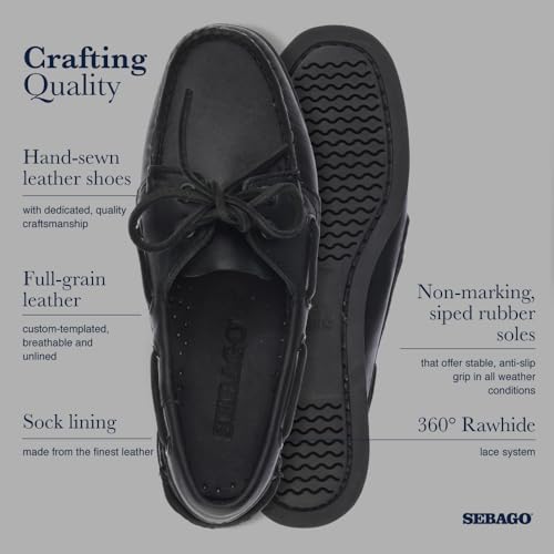 Image of Sebago Docksides Portland Women's Boat Shoes - Full Grain Leather with Leather Sock Lining, 360 Rawhide Laces, Non-Marking Slip Soles