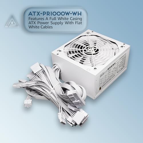 Image of Apevia ATX-PR1000W-WH PCIE 5.0 & ATX 3.0 Prestige 1000W 80+ Gold Rated, PCIE 5.0 / Gen 5 12VHPWR Plug, Active PFC ATX Gaming Power Supply, White