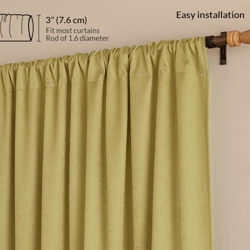 Image of HOMEMONDE 100% True Blackout Curtains 9 Feet Long Door - Pack of 2 Curtains, Embossed Panels Light Block Thermal Insulated & Noise Reducing Top Style Rod Pocket Curtains (Golden Beige, 108Inch)