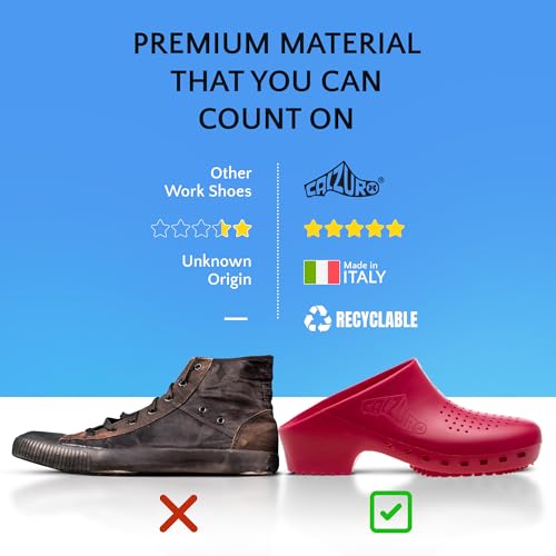 Image of CALZURO Classic Work Clogs with Holes - Unisex Work Clogs for Women and Men - Non Slip Shoes - Autoclavable Rubber Kitchen Shoes and Nursing Clogs