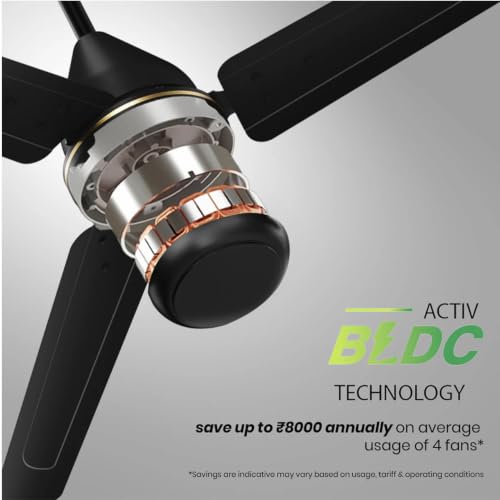 Image of Crompton Energion Elevate 1200mm BLDC Ceiling Fan | Remote Control | BEE 5 Star Energy Rating | Superior Air Delivery |High Speed | 3 Year Manufacturer Warranty | Matt Black