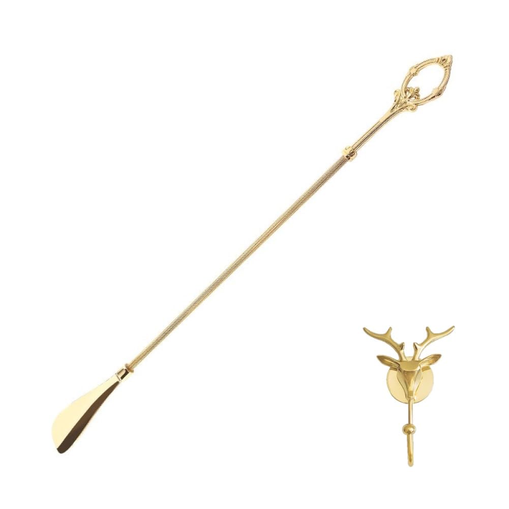 Calzascarpe Lungo per Anziani Calzascarpe Semplice in Ottone Manico Lungo con Ganci in Corno Ottimo Regalo per Gli Amici per Le Vacanze e L'inaugurazione della Casa Classic