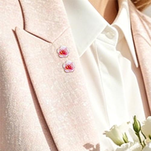 Image of 20 Pcs Enamel Rose Flowe Brooches Pins for Women Colorful Floral Brooch Flower Lapel Pin Badge Crafts Breastpin Jewelry Gift for Women Men Clothing Bags Backpacks Jackets Hat
