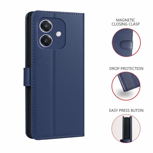 Image of AIBEX Shock Proof Flip Compatible for Oppo A3x 4G / Oppo A3 5G / Oppo A3x 5G Flip Cover Leather Finish | Inside TPU with Card Pockets | Wallet Stand | Complete Protection Flip Case Blue