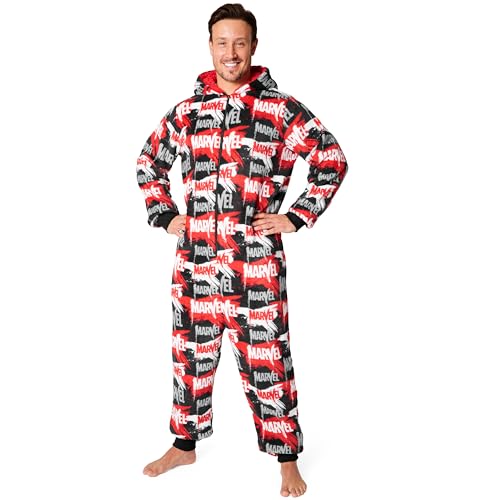 Marvel Onesies for Men and Teenagers - Hooded Fluffy Fleece Onesies For Men S-3XL Lounge Wear - Gifts for Men (Multi Aop, M)