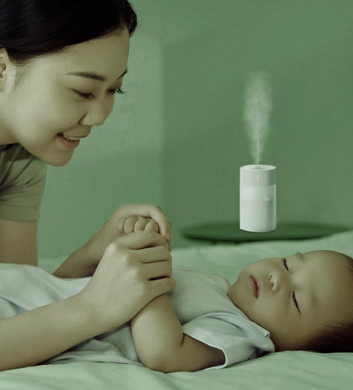 Miniatura 4 de Mini humidificador portátil, fuente de alimentación USB, perfecto para dormitorio, oficina y coche (8.8 fl oz, blanco)